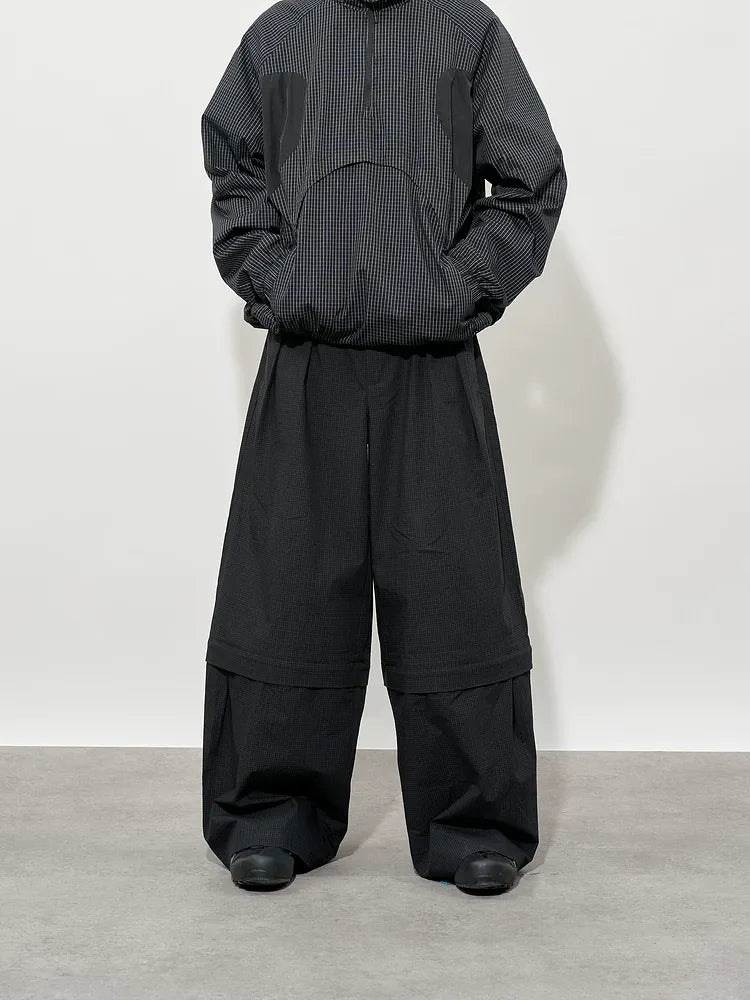 Detachable Check Straight-Leg Trousers