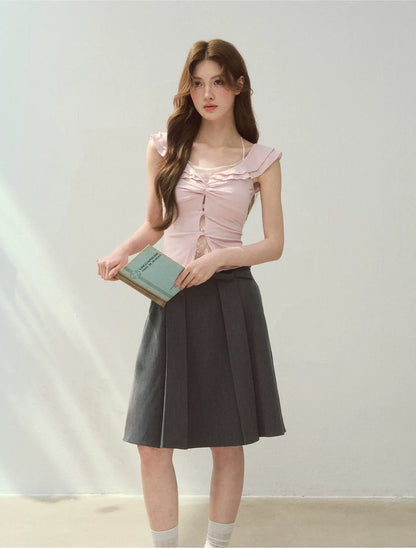 Ruffle Knot Fitted Top