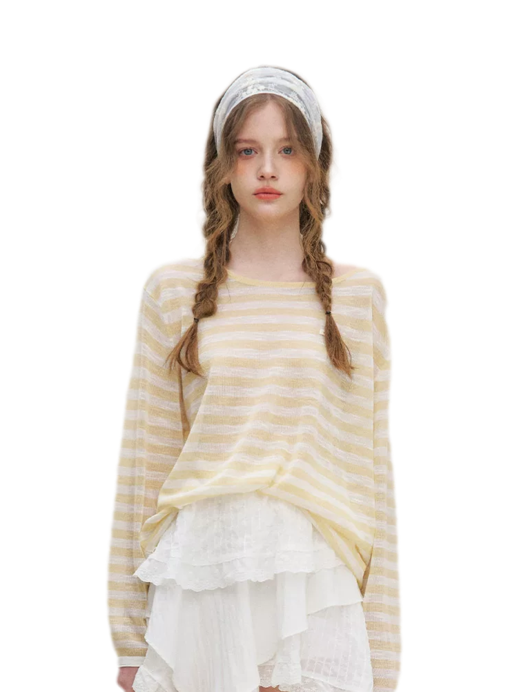 Striped Open-Back Cardigan