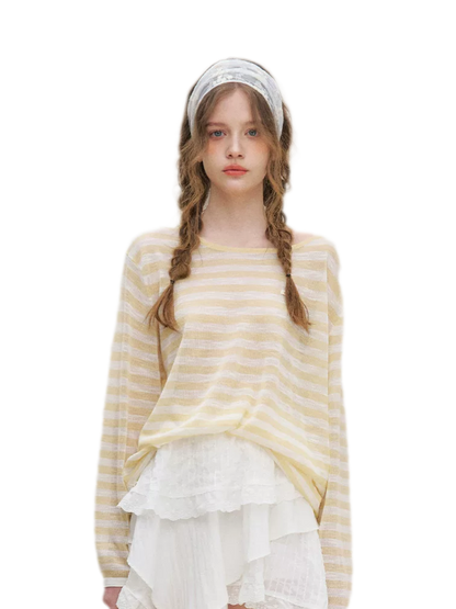Striped Open-Back Cardigan
