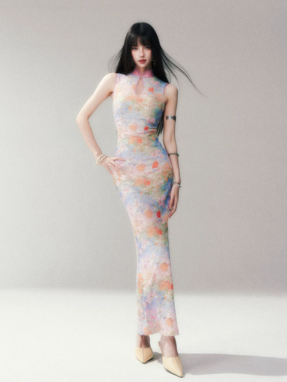 Spring Oil Painting Qipao Dress