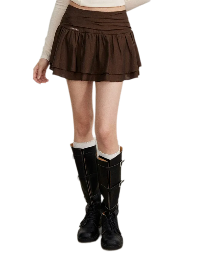 Pleated Ruffle A-Line Skirt