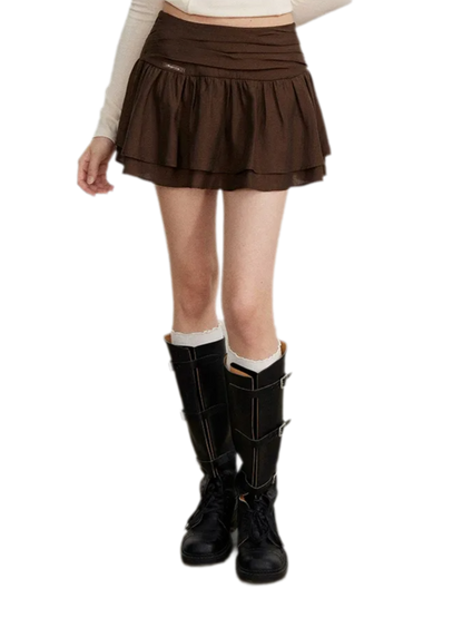 Pleated Ruffle A-Line Skirt