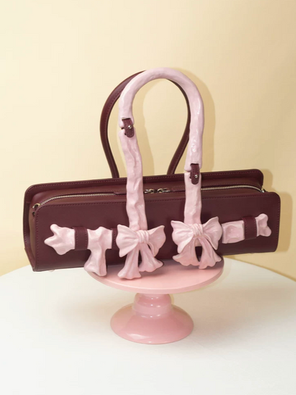 Glossy Bow Handle Handbag