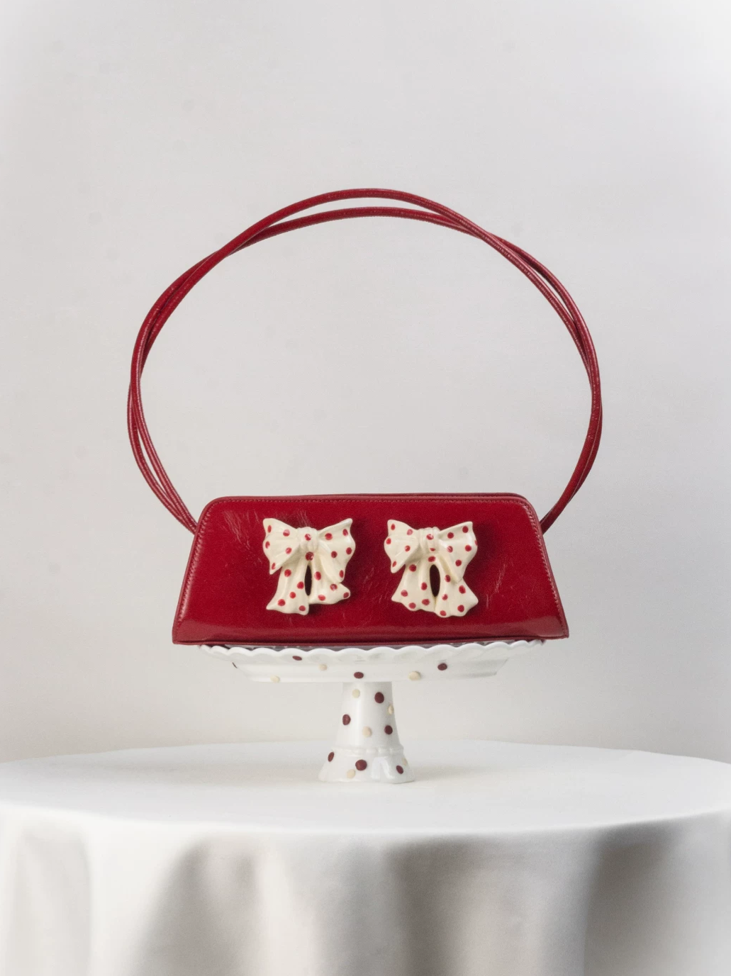 Ceramic Bow Leather Shoulder Bag