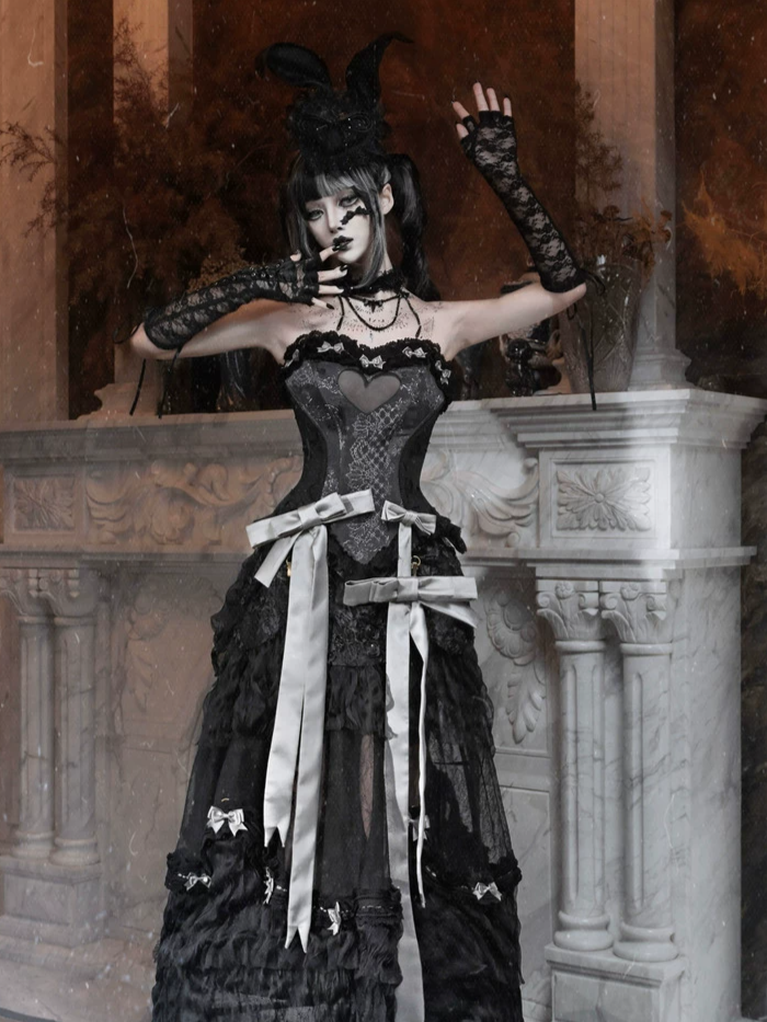 Gothic Bustle Train Skirt