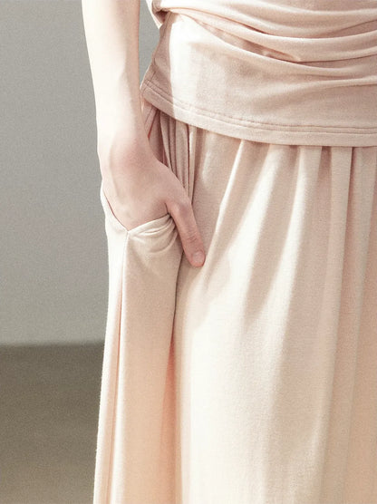 Knot Drape Midi Skirt Set