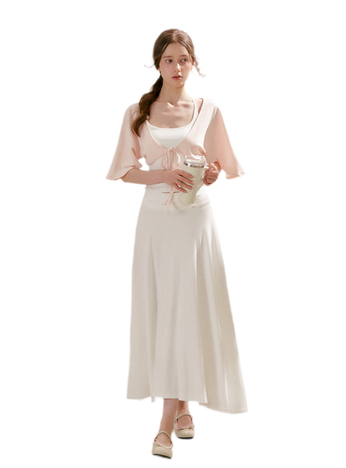 Airy Cloud Feel Halter U-Neck Vest and Batwing