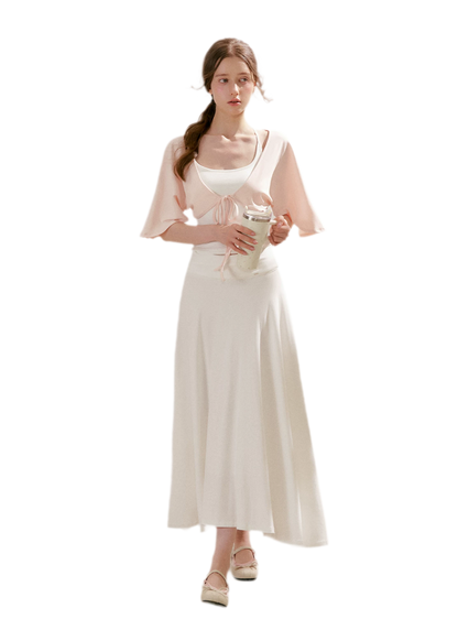 Airy Cloud Feel Halter U-Neck Vest and Batwing
