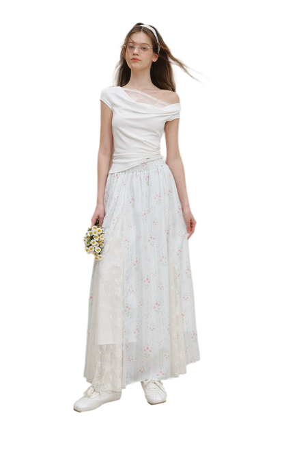 Asymmetric Lace Short Sleeve T-Shirt