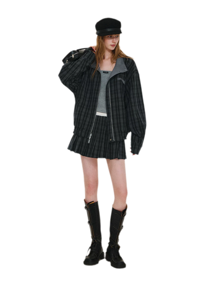 Reversible Plaid Boxy Jacket