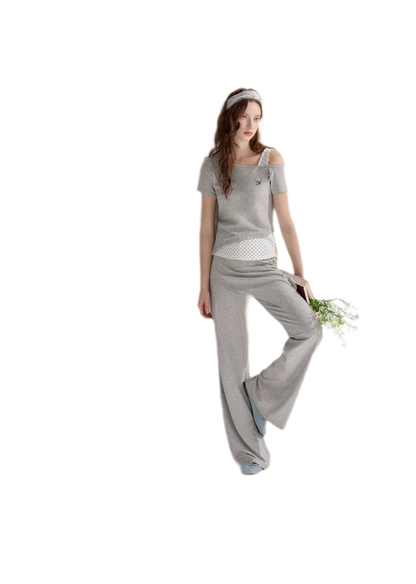 Lyocell Polka Faux Two-Piece Set
