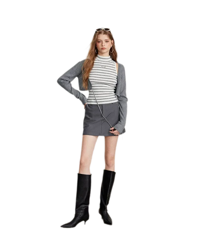 Contrast Stripe Knit Vest Set