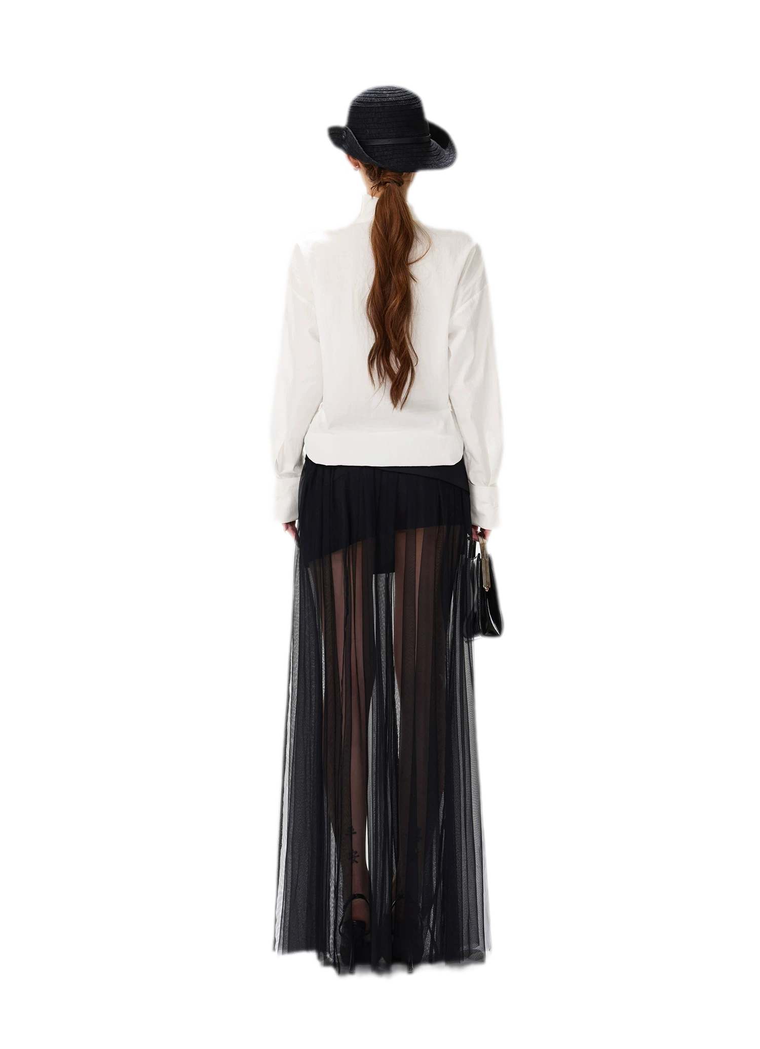 Lyocell Mock-Neck Waist Shirt