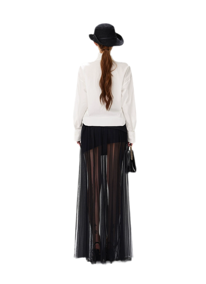 Lyocell Mock-Neck Waist Shirt