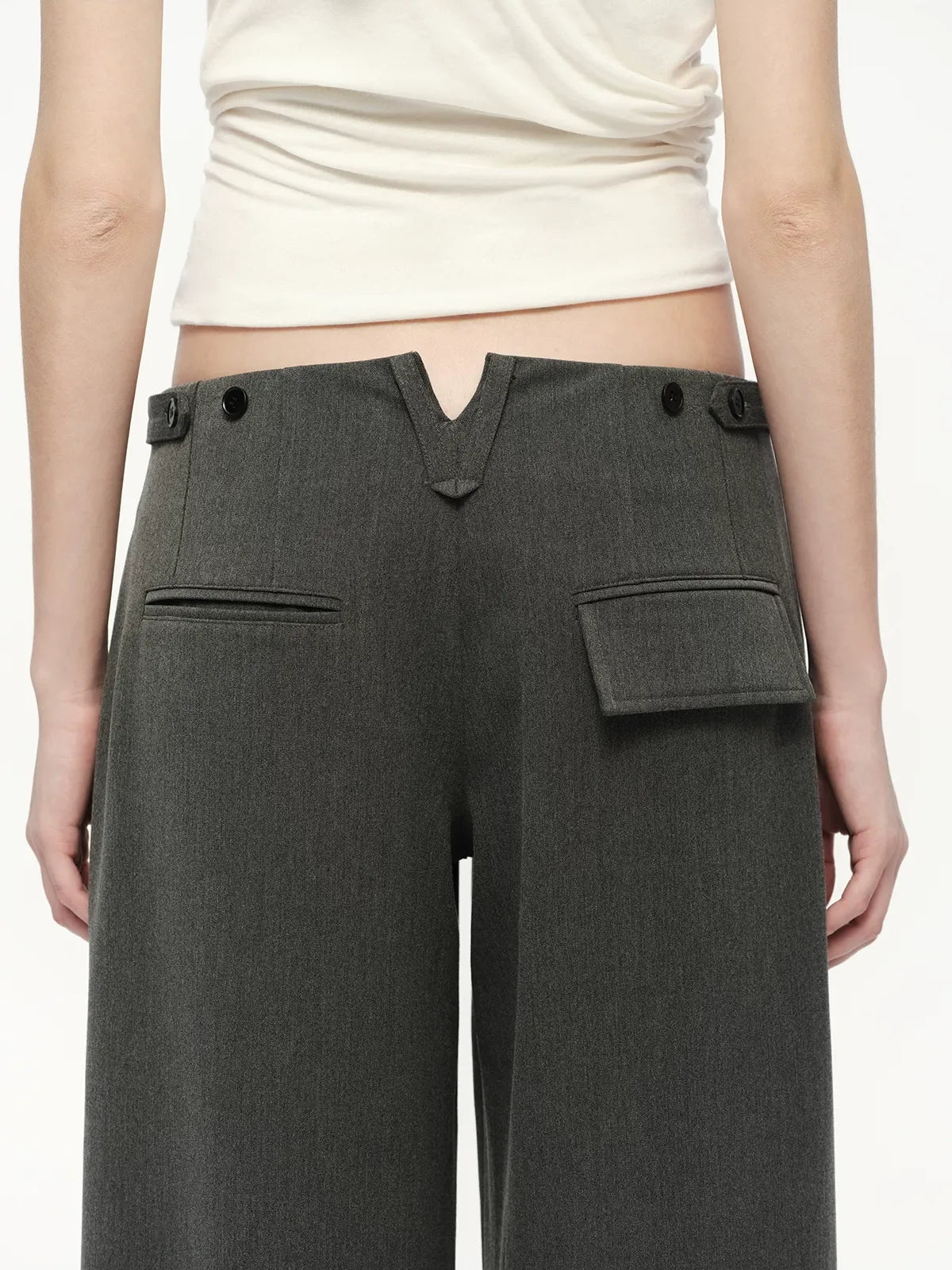 Gray Wide Leg Suit Pants