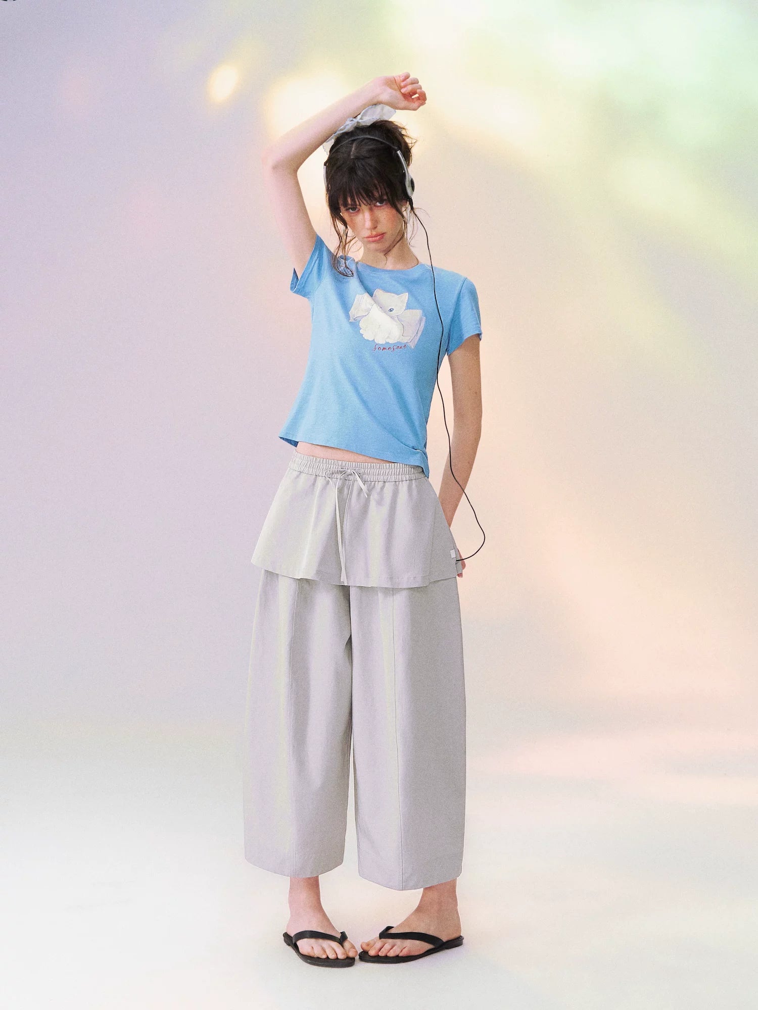 Bow Knot Kitten Short Sleeve T-shirt
