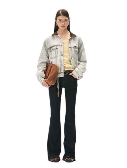 Enzyme Washed Suede-Panel Jacket