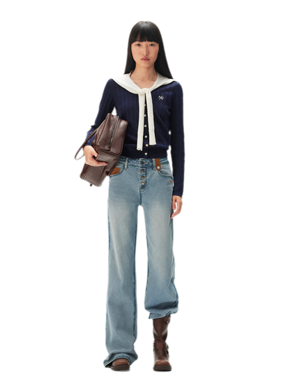 Washed Straight-Leg Jeans