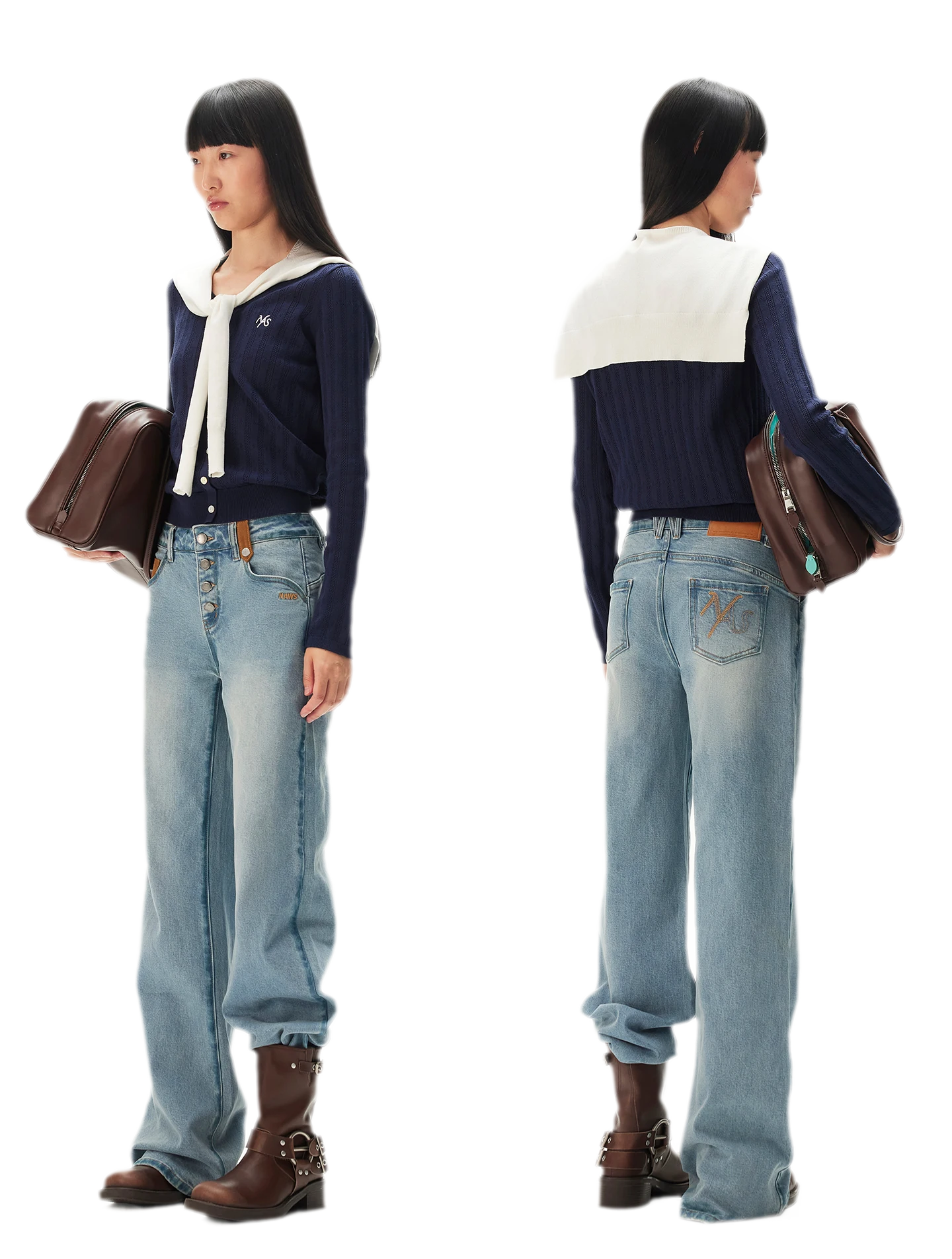 Washed Straight-Leg Jeans
