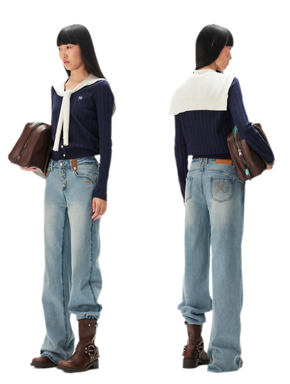 Washed Straight-Leg Jeans