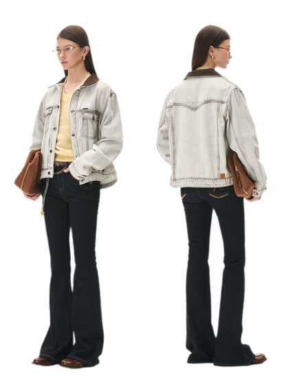 Enzyme Washed Suede-Panel Jacket