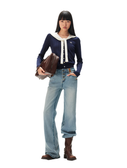 Washed Straight-Leg Jeans