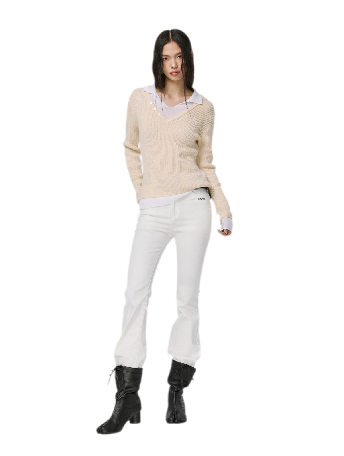 Worsted Colorblock V-Neck Sweater