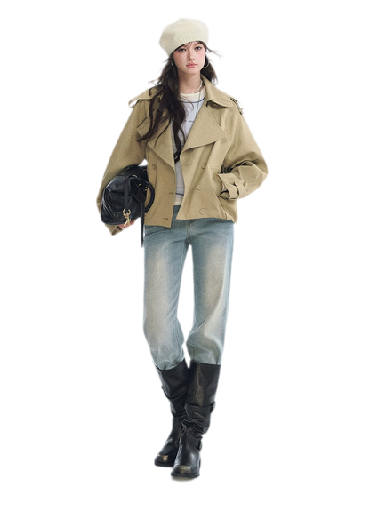 Washed Bow Embroidery Jeans