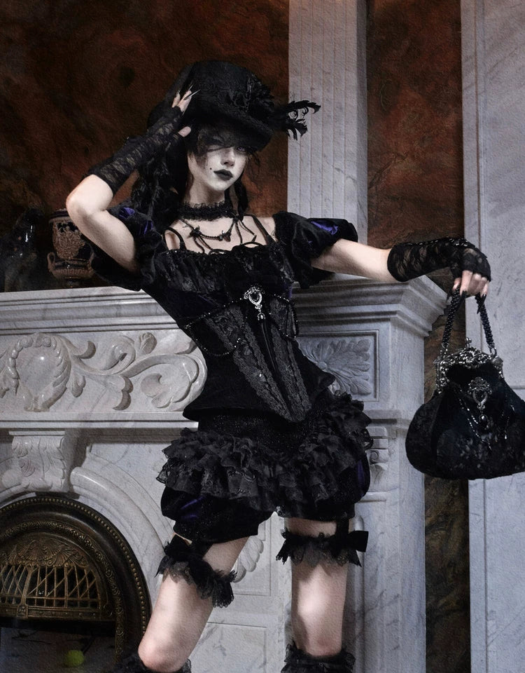 Velvet Lace Gothic Pumpkin Pants
