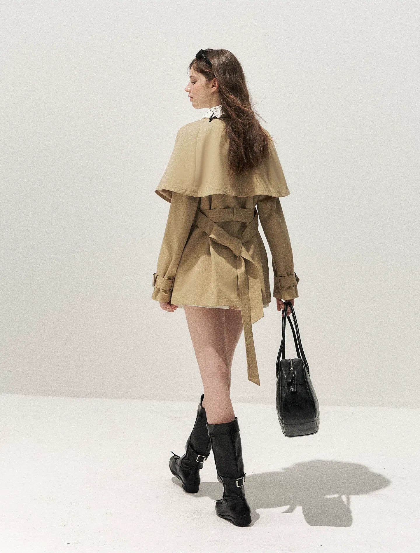 Crochet Cape Trench Coat