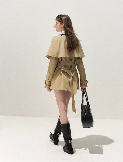 Crochet Cape Trench Coat