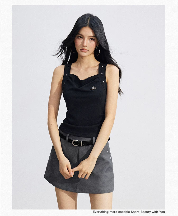 Star Pleated Sleeveless Top