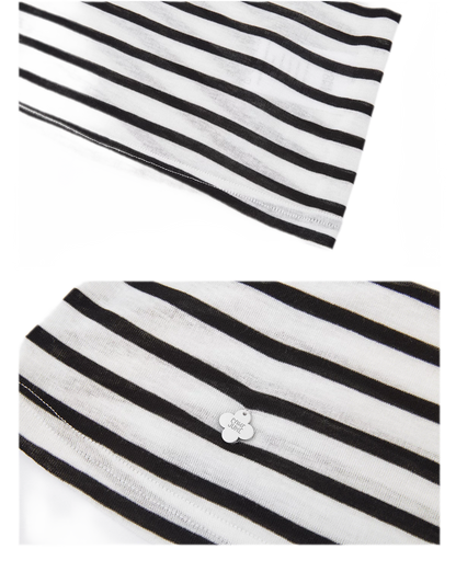Layered Striped Knit T-Shirt