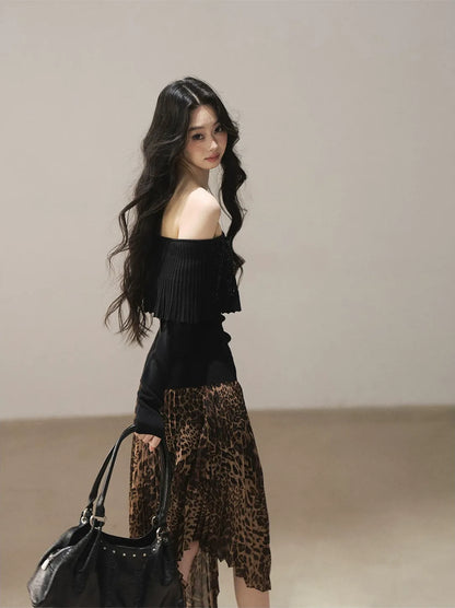 Pleated One-Shoulder Long-Sleeve Top