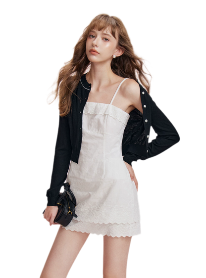 Cashmere Wave Trim Cardigan