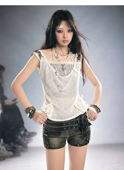 Sequin Lattice Pocket Cami