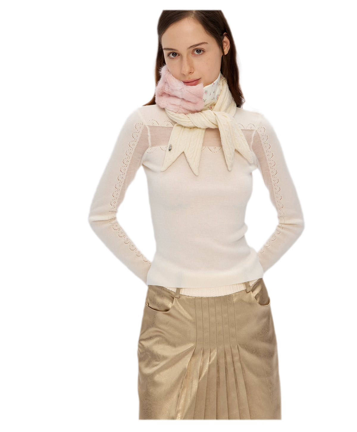 Wool Color-Block Rectangular Scarf