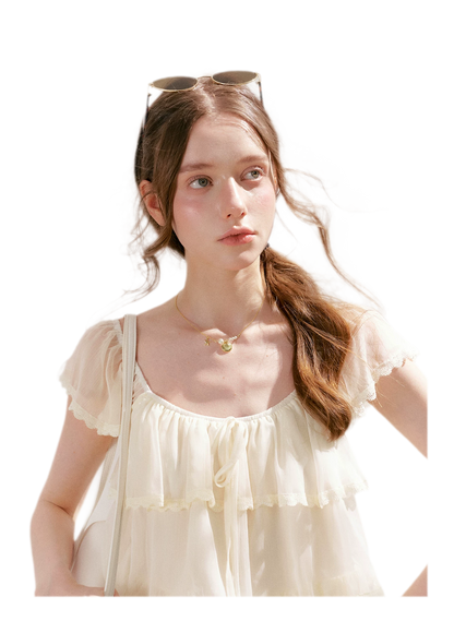 Tiered Ruffle Chiffon Blouse