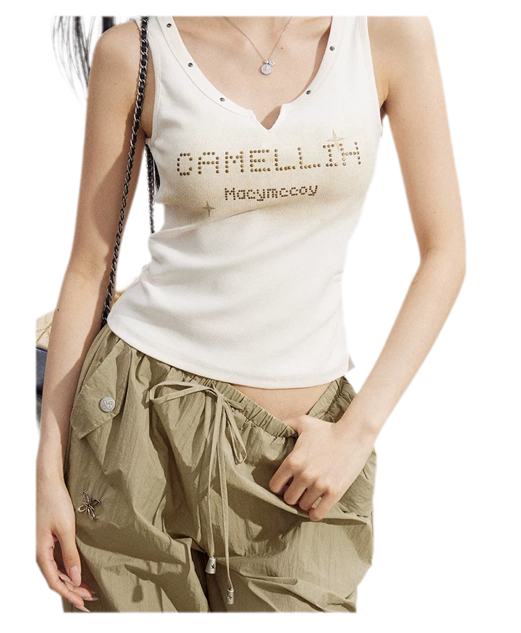 Rhinestone V-Neck Tank