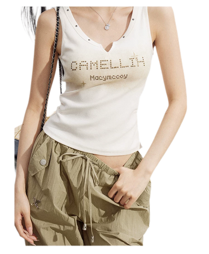 Rhinestone V-Neck Tank
