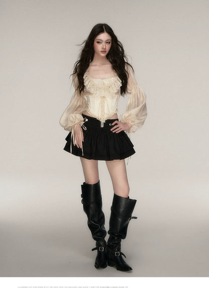 Lace Jacquard Corset Top