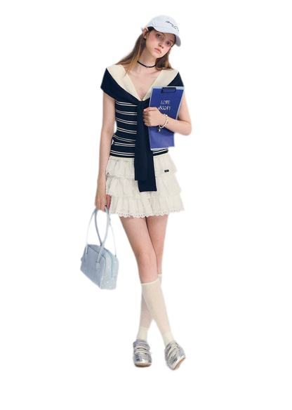 Colorblock Off-Shoulder Tee