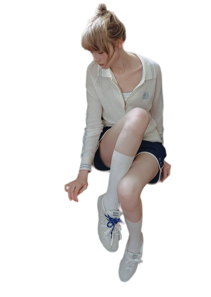 Openwork Knit Collared Jacket