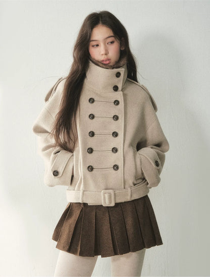Cappotto corto in lana doppiopetto