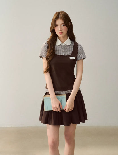 Patchwork Doll Collar Shirt