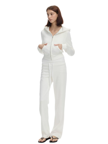 Ribbed Slim-Fit Cropped Hoodie