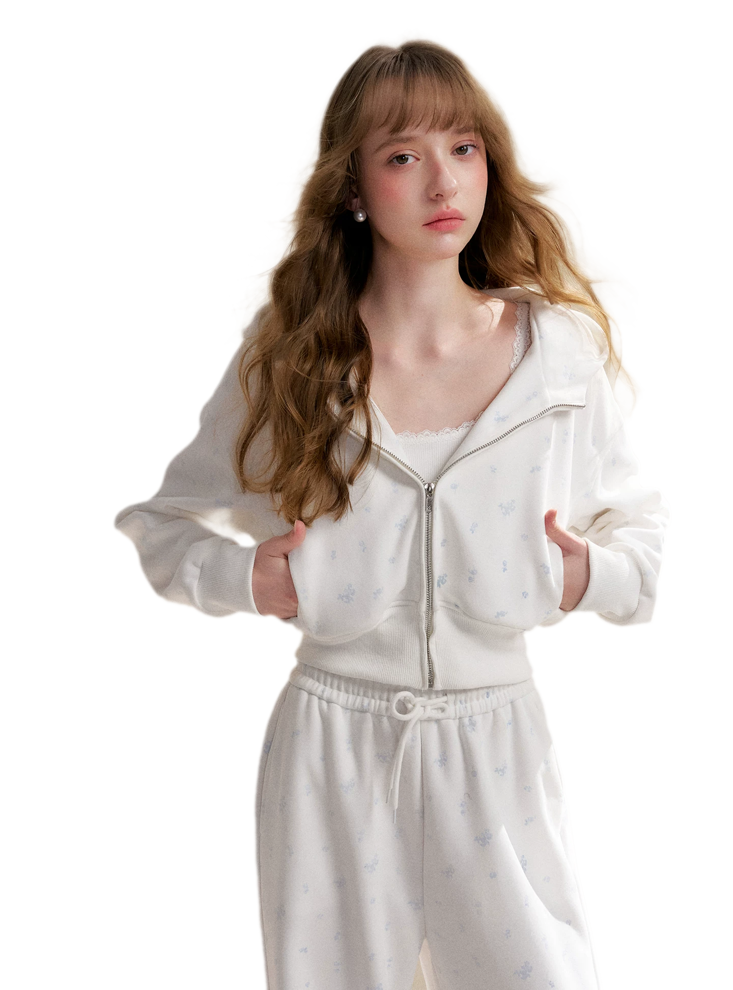 Rose Print Hoodie and Pants Set