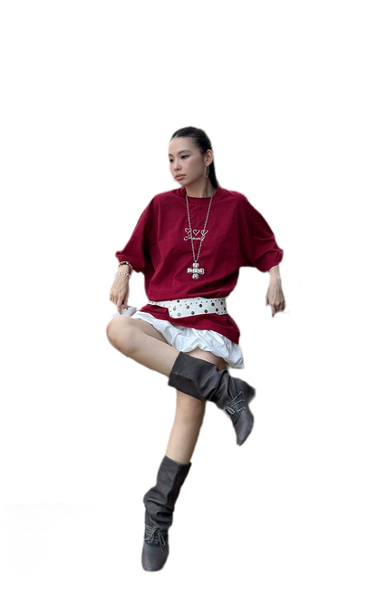 Printed Double-Waist Bubble Skirt