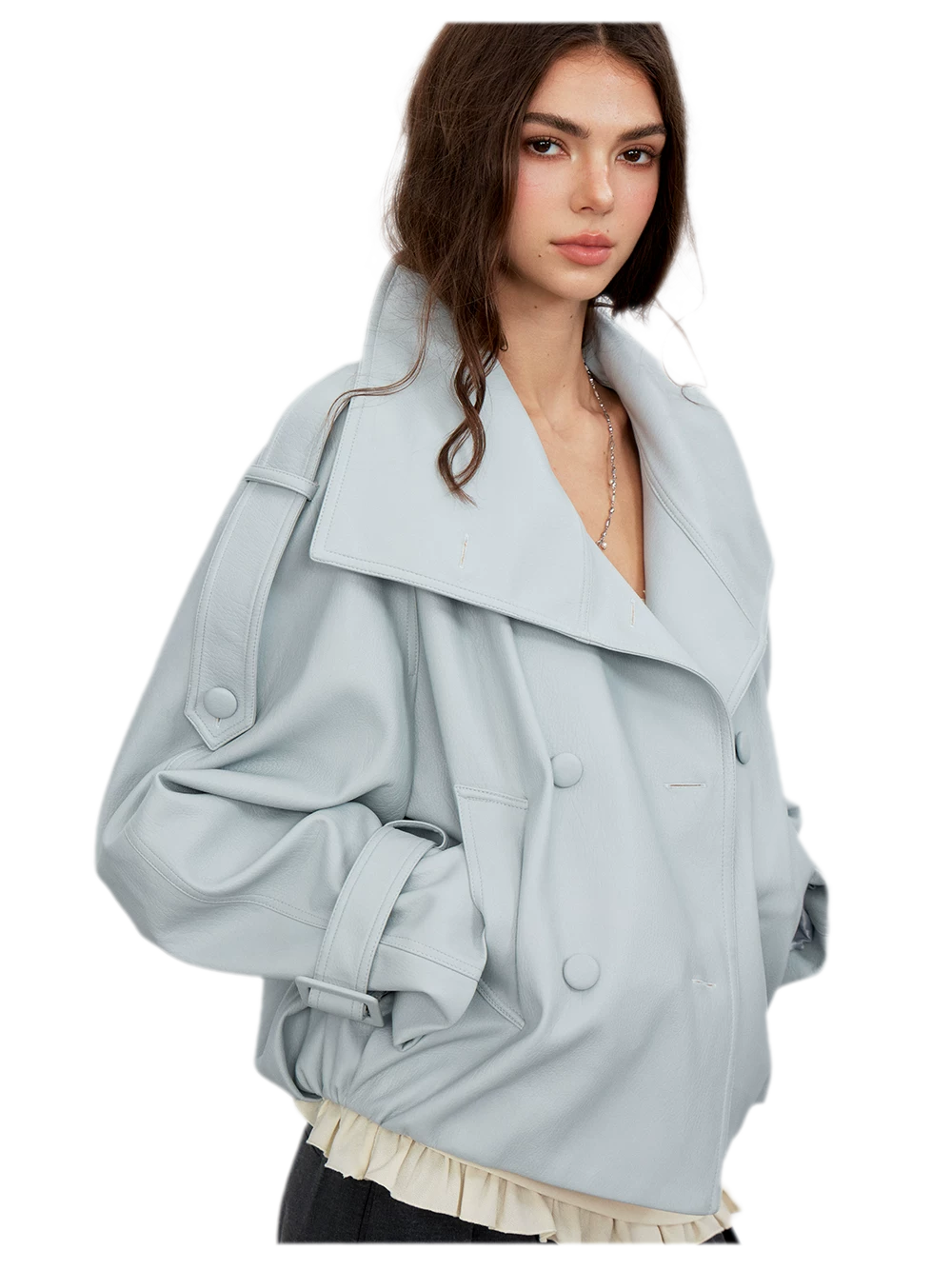 Matte Oversized Faux-Leather Jacket